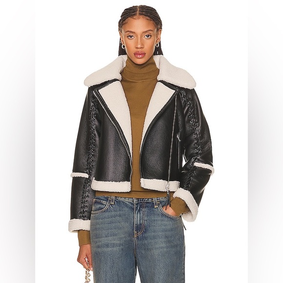 Jonathan Simhkai Corrine Vegan Sherpa Moto Jacket - Picture 6 of 16